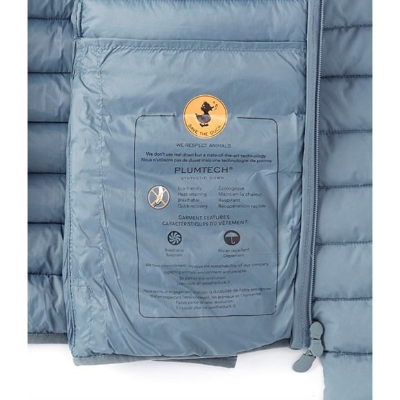 NWT Save the Duck Lewis Long-Sleeve Matte-Finish Puffer Jacket - Ash Blue - Picture 6 of 7
